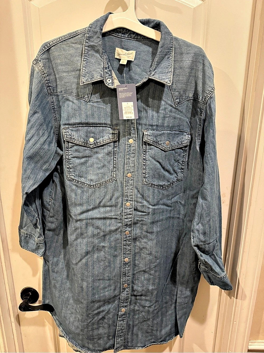 Universal Thread Denim Button Down Dress Blue Large NWT